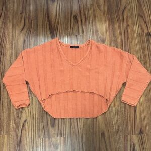 Forever 21 Orange Cropped V-Neck Sweater